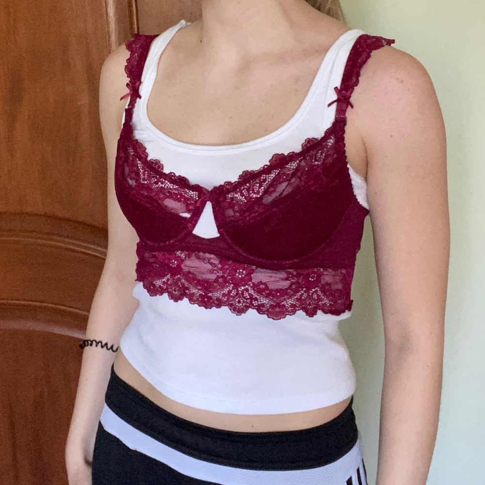 LACE MAROON BRA 34C
